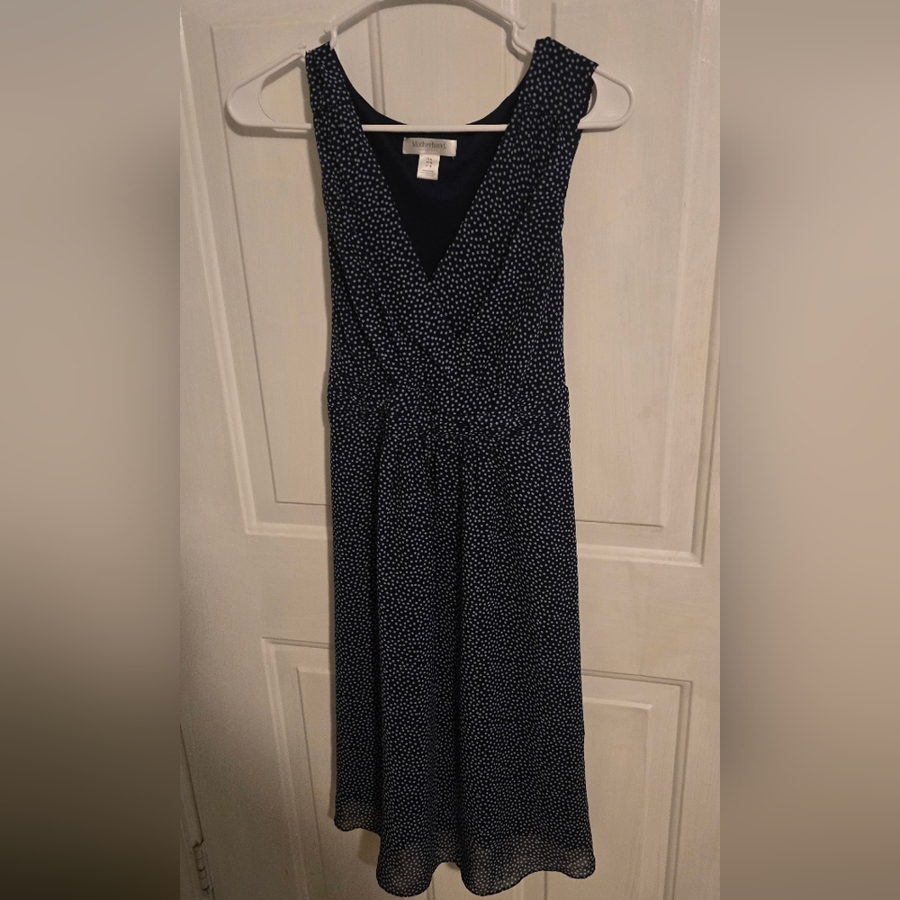 Motherhood Navy and White Patterned Midi Dress